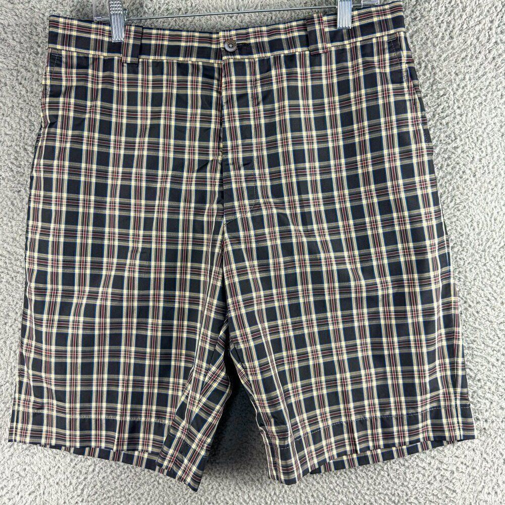 Elevee Shorts Mens 34 Black Red Plaid Golf Golfer Custom Made Outdoor Casual Run